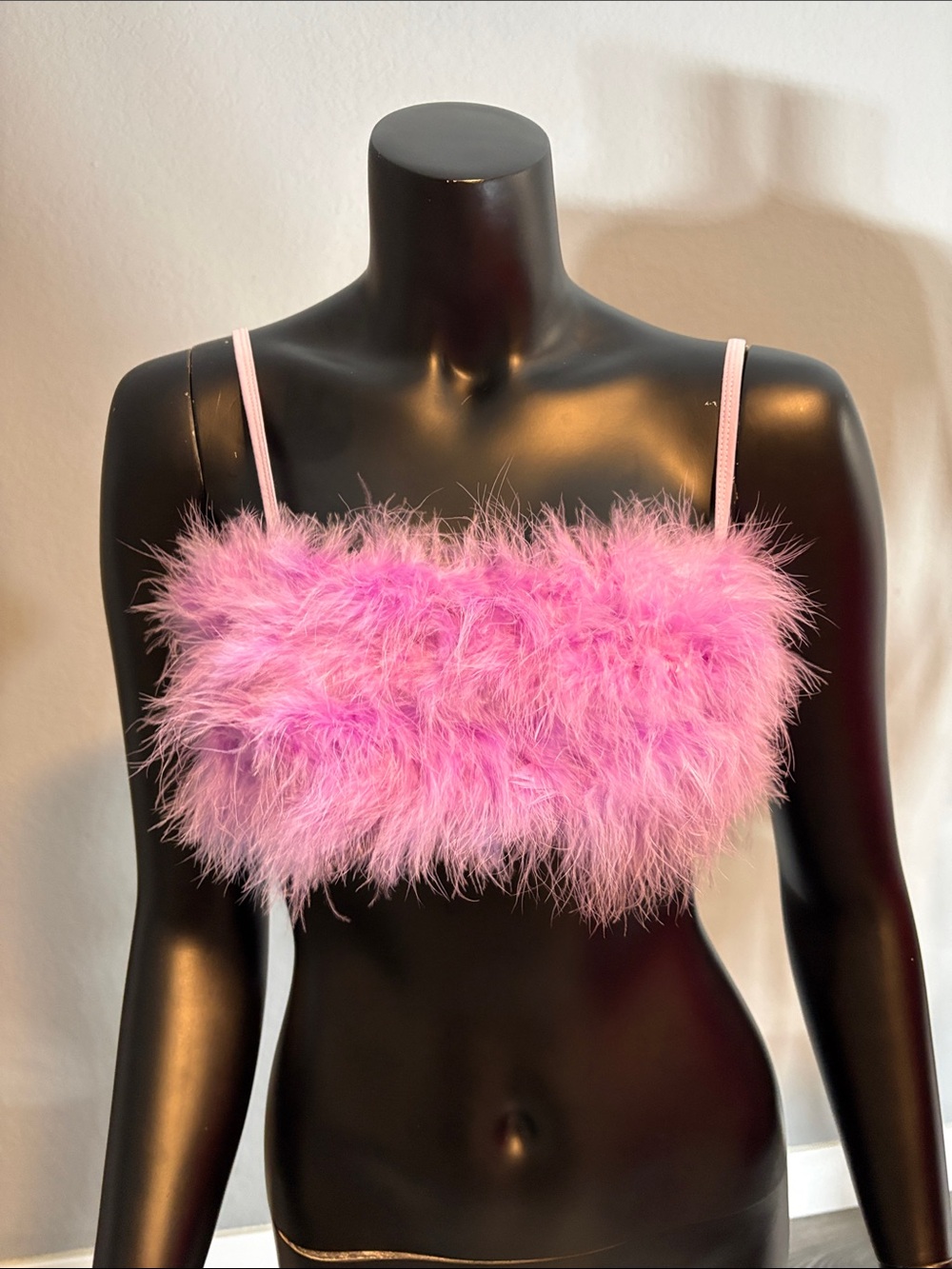Sugar Thrillz Pink Feathered Bandeau Bralette